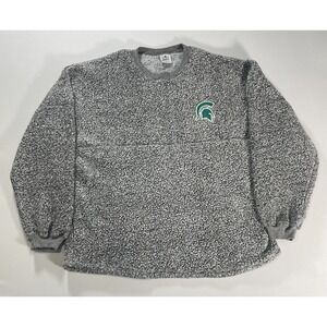 Spirit Jersey XL Gray Michigan State University Oversized Sherpa Pullover
